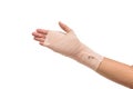 Medicine bandage on human hand isolated Royalty Free Stock Photo