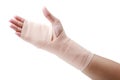 Medicine bandage on human hand isolated clipping path. Royalty Free Stock Photo