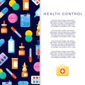 Medicine banner design with bright flat icons