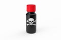 Medicine black bottle isolated with scull label