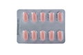 Medicine blister pack of long brown tablet