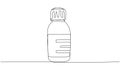 Medicine bottle, cough syrup, constipation syrup, herbal tincture, medicine one line art. Continuous line drawing of