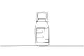 Medicine bottle, cough syrup, constipation syrup, herbal tincture one line art. Continuous line drawing of treatment