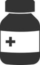 The medicine bottle icon is flat. Isolated vector image on a white background. Royalty Free Stock Photo