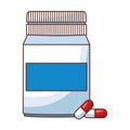 Medicine bottle of pills cartoon