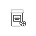 Medicine bottle with pills outline icon