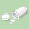 Medicine bottle and pills vector