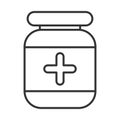 Medicine bottle prescription pharmacy, linear icon design