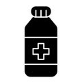 Medicine bottle solid icon. Medicament vector illustration isolated on white. Vitamins glyph style design, designed for