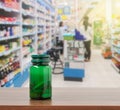 Medicine bottle on table Royalty Free Stock Photo