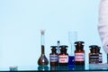 Medicine bottles as pharmacy equipment Royalty Free Stock Photo