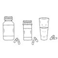 Medicine bottles, capsule set, doodle