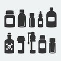 Medicine bottles icons set