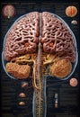 medicine brain nerves diagram. Selective focus. Royalty Free Stock Photo