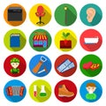 Medicine, business, tradeand other web icon in flat style. entertainment, fast food, icons in set collection. Royalty Free Stock Photo