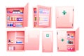 Medicine cabinet, cupboard with pharmacy drugs