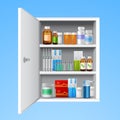 Medicine cabinet realistic vector design illustration Royalty Free Stock Photo