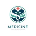 Medicine Caduceus pharmacy hospital clinic cross logo template design