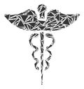 Medicine Caduceus Symbol Mosaic of Triangles