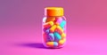 Medicine Capsule Jar, Immune Support, Health Care, Body Supplements - AI generated image