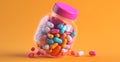 Medicine Capsule Jar, Immune Support, Health Care, Body Supplements - AI generated image