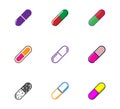 Medicine capsule multi style of icon set white background