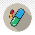 Medicine capsule pill flat icon for apps and website