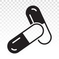 Medicine capsule pill tablet flat icon for app and website