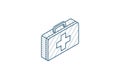 medicine chest isometric icon. 3d line art technical drawing. Editable stroke vector