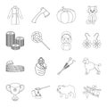 Medicine, cleaning, justice and other web icon in outline style.history, finance, travel icons in set collection.