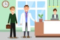 Medicine concept with doctor and patients on hospital hall background. Doctor and patient in reception of hospital. Royalty Free Stock Photo