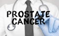 Medicine concept. Doctor writes the word Prostate Cancer . Image of a hand holding a marker isolated on a white background Royalty Free Stock Photo