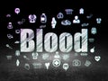Medicine concept: Blood in grunge dark room