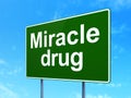 Medicine concept: Miracle Drug on road sign background