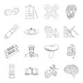 Medicine, cooking,taxi and other web icon in outline style.weapons, service, finance icons in set collection.