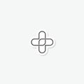 Medicine cross logo sticker isolated on gray background