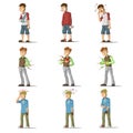 Medicine disease man flat characters set