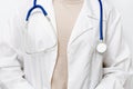 Medicine doctor close up in white coat. Healthcare and medical concept