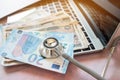 Medicine doctor's holding JPY money for Healthcare costs and fee Royalty Free Stock Photo