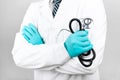 Medicine doctor with stethoscope in hand.Healthcare and medical concept Royalty Free Stock Photo