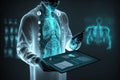 Medicine doctors write electronic medical record on tablets. DNA