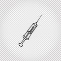 Medicine doodle objects. Simple hand drawn medical syringe. Vector illustration.