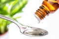 Medicine drops with spoon Royalty Free Stock Photo