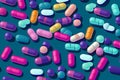 medicine drug pharmacy medication pharmaceutical illustration medical capsule pill tablet. Generative AI.
