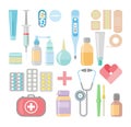 Medicine and drugs icon set in flat style Royalty Free Stock Photo