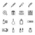 Medicine and drugs icon set. Line style stock vector. Royalty Free Stock Photo