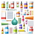 Medicine drugs and pharmacy bottles
