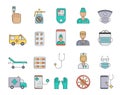 Medicine, equipment, doctors, medicines, help. Simple icon in trendy line style isolated on white background for web applications