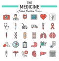 Medicine filled outline icon set, medical symbols Royalty Free Stock Photo