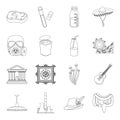 Medicine, finance, art and other web icon in outline style.war, hunting, cooking icons in set collection. Royalty Free Stock Photo